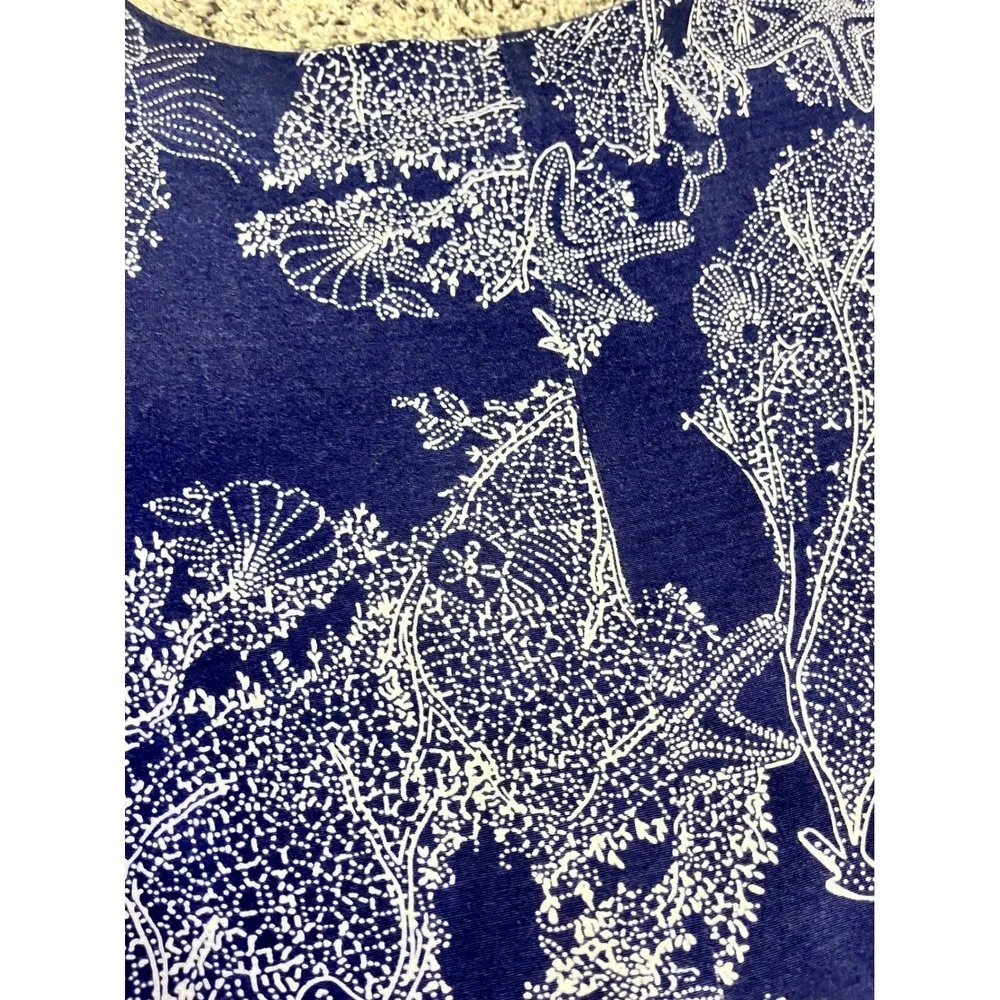 Lilly Pulitzer Navy White Coral Starfish Print Silk Cotton Shift‎ Dress Size M - Picture 10 of 11